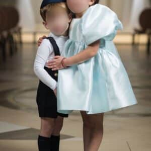 Adorable Little Girls Light Blue Gown For Sale