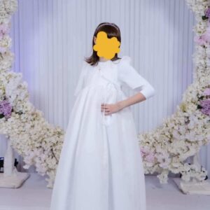 Organza white wrap style gown with frill edges for sale