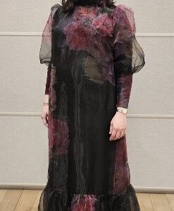 Beautiful Custom Black and Pink Organza Maternity Gown for Sale