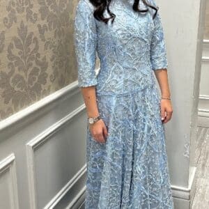 Stunning Custom Impact Fashion Light Blue/Silver Beaded Ballgown