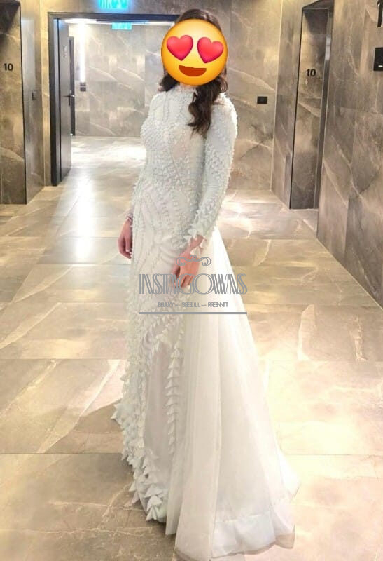 Gemy maalouf light mint fitted in front with beautiful detail gown for sale