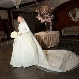 Avigail Rumpler Designer Custom - Made White Beaded Silk Regal Bridal Gown with Train & Veil for Sale