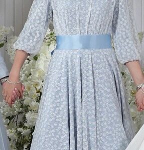 Stunning light blue gown with white Lace overlay for sale or rent