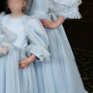 Beautiful light blue pearl tulle gowns