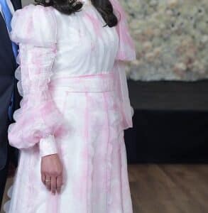 Stunning Pink and Cream Raquel Gown with Exquisite detailing for Sale0