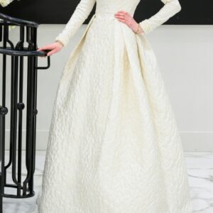 Elegant, classy cream/champagne family custom made gown for sale or rent
