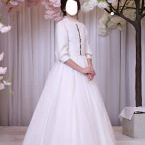 Magnificent white teen gown with elegant beading for Sale