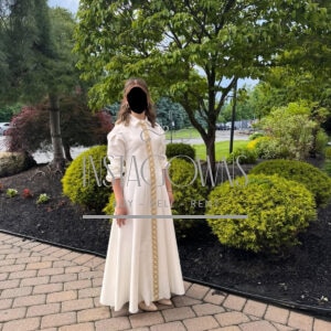 Magnificent designer inspired one of a kind ivory sister of the bride gown for sale or rent.