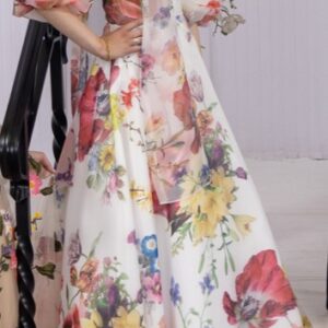 beautiful floral gown with shoulder detail that adds sophistication gown for sale