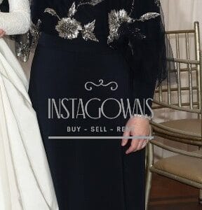 Navy Marchesa Gown With beaded cape altered by the designer for sale or rent