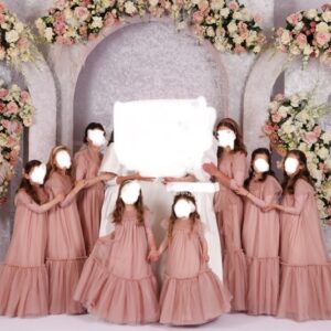 Adorable pink blush tulle childrens gown for sale.