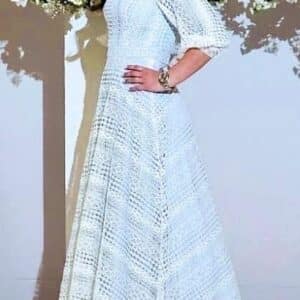 Elegant, custom, light blue, with a white lace overlay, sister, or mother of the bride gown for sale