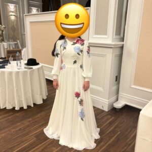 Custom cream floral gown for sale