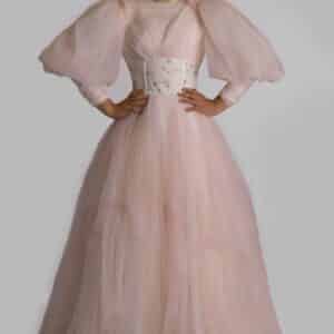 Trendy teen Cindy West light pink and ivory tulle gown for sale