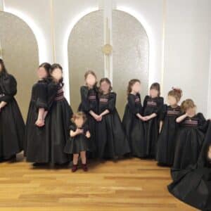 Beautiful Custom girls Black taffeta gowns