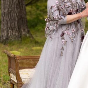 Stunning grey and Lavandar Miri Gown with Exquisite detailing for Sale