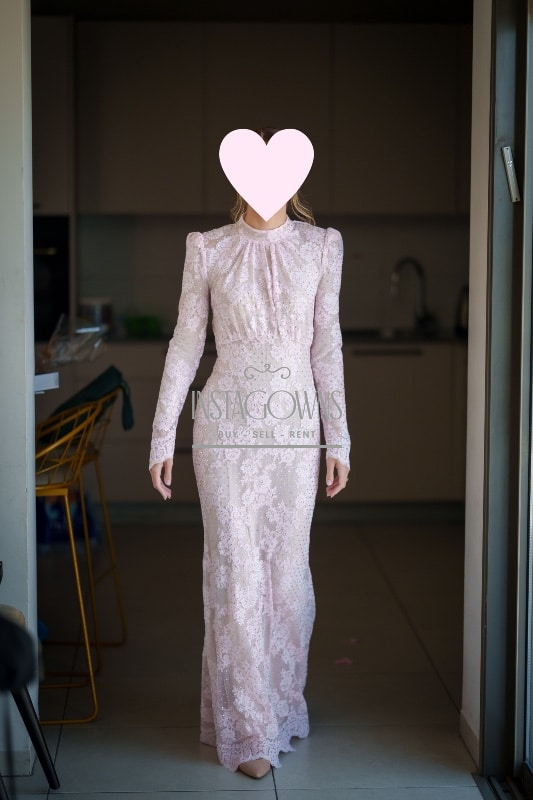 Beautiful Self Portrait pale pink rhinestones gown for sale