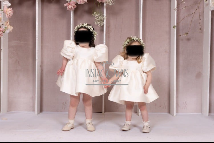 3 matching little girls cream gowns for sale