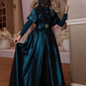 Magnificent Custom Teal Satin Gown for sister of Bride for Sale.