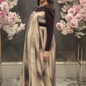 maternity flowy ombre taupe gown