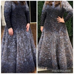 Raquel couture custom gorgeous blue ombre gown