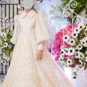 Classy custom tulle gown with stunning beaded fabric