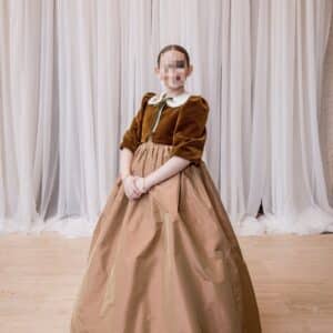 Adorable rust/gold velvet and taffeta girls gown