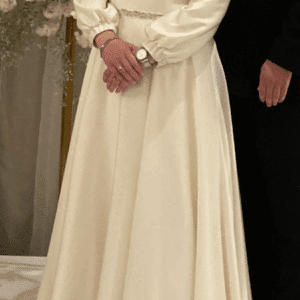 Beautiful ivory satin classic gown for sale