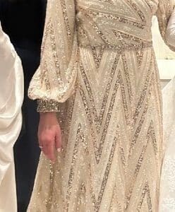 Beautiful ivory beaded Miri gown for sale
