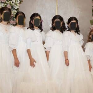 Elegant girls coordinating gowns