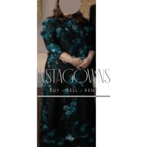 Elegant slimming blue/black floral gown