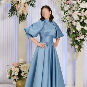 blue satin gown for rent or sale