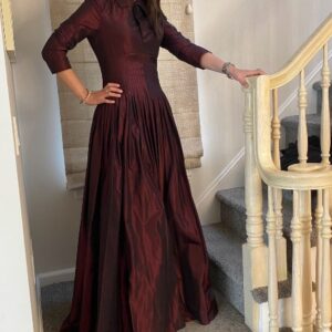 Elegant Teri Jon burgundy taffeta gown for sale