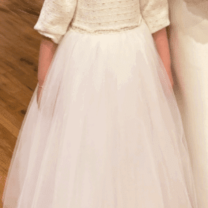Beautiful girls Zoe ivory tweed tulle gown for sale