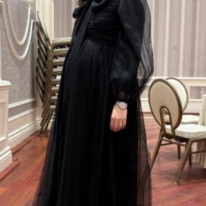 Gorgeous Zimmerman black tulle slenderizing maternity gown For rent/sale