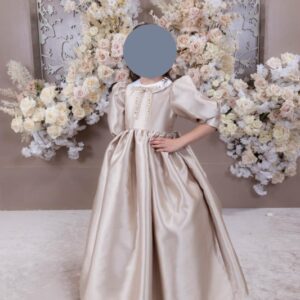 Beautiful, classy, zoe-semi custom, champagne gold little girls gown for sale