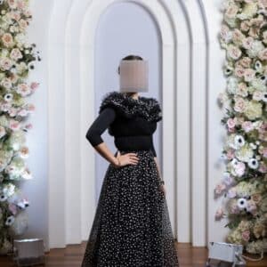 Stunning designer gown with beautiful fit.