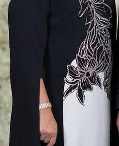 Exquisite mother of the bride black and white gown