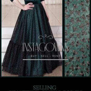 Green and black gown for sale