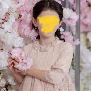 2 Matching Blush/Light Pink elegant lace gowns for kids