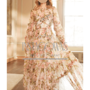 Beautiful Needle & Thread English Rose Diamond Ruffle Gown for Sale