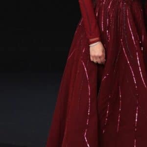 Magnificent Raquel Couture Burgundy Beaded Gown