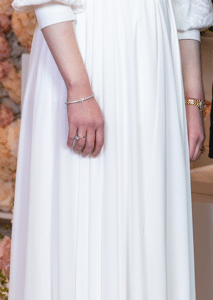 beautiful exclusive designer sister of the bride ivory long gown.