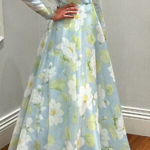 Beautiful designer light blue gown for sale!