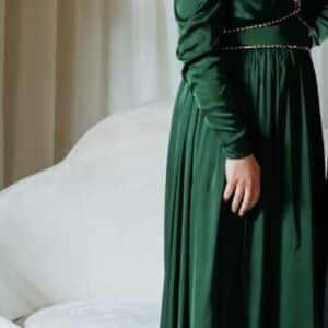 slim fit dress slacks Emerald Green dress free size with attached hijab – ScarfTurbanHijab main image 1