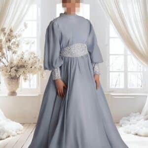 Teen gown, summery vibe dusty blue Cindy West gowns for sale