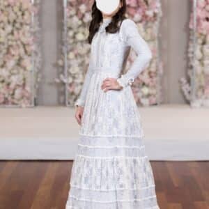 Stunning Light Blue Lace Maxi Gown