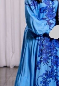 Beautiful and flattering blue Raquel gown for sale