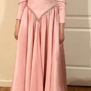 Exquisite pink beaded gown for sale. $600