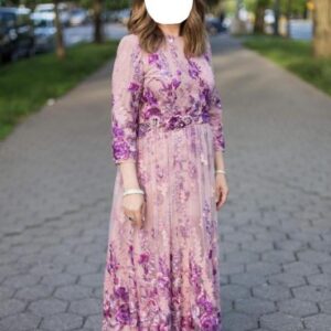 Custom Pink Floral Embroidered Gown – Worn Once